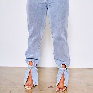 Denim Ankle Tie Jeans